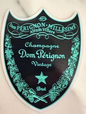 Champagne Dom Pérignon Sticker — Black & Teal Accents